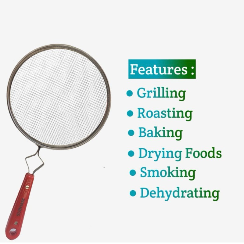 Stainless Steel Mesh Splatter Screen with Handle – Oil and  Grease Guard for Frying Pan papad jali