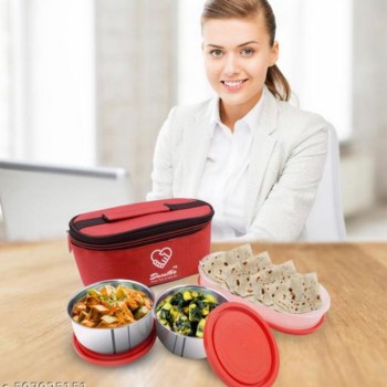3-Container Stainless Steel & Plastic Lunch Box Set with Red Insulated Carry Bag | Airtight Tiffin Combo (3G) 3-Container Stainless Steel & Plastic Lunch Box Set with Red Insulated Carry Bag | Airtight Tiffin Combo (3G)