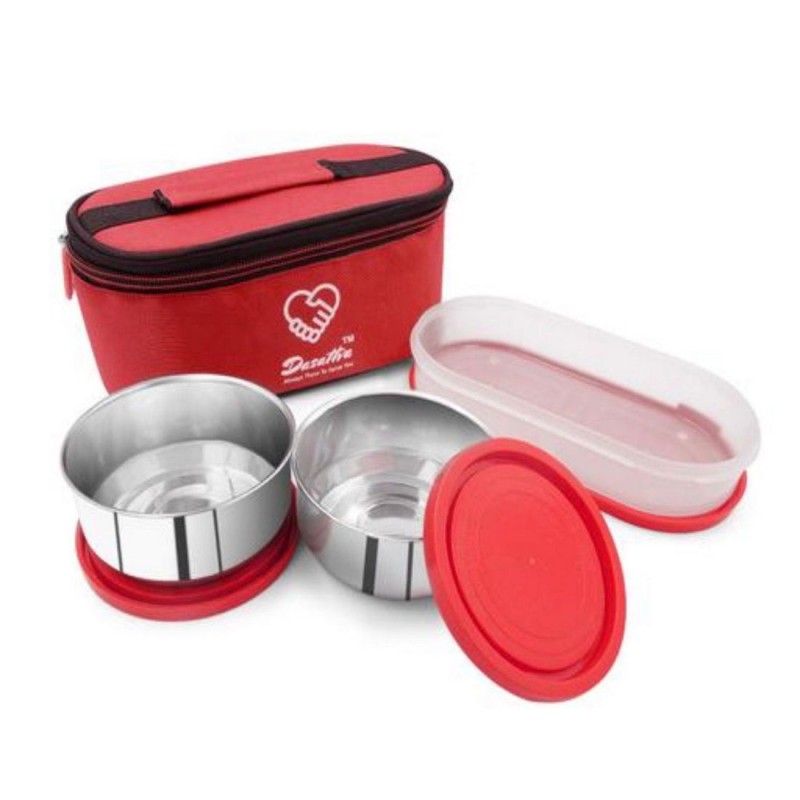 3-Container Stainless Steel & Plastic Lunch Box Set with Red Insulated Carry Bag | Airtight Tiffin Combo (3G) 3-Container Stainless Steel & Plastic Lunch Box Set with Red Insulated Carry Bag | Airtight Tiffin Combo (3G)