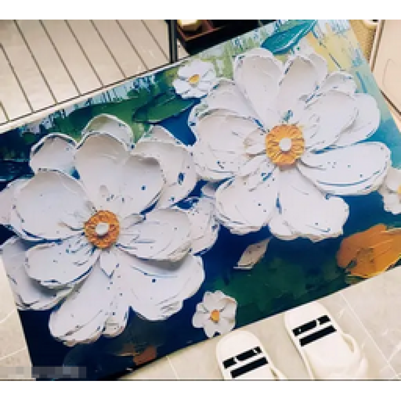 Flower Printed Door Mat – Soft, Non-Slip & Washable Floor Mat for Home, Entrance & Kitchen Use