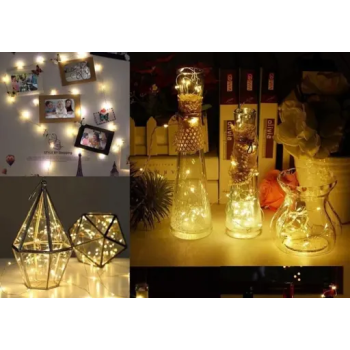 20 LED Yellow Rice String Lights – Steady Glow Decorative Lights (Pack of 6)