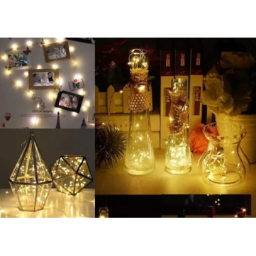 20 LED Yellow Rice String Lights – Steady Glow Decorative Lights (Pack of 6)