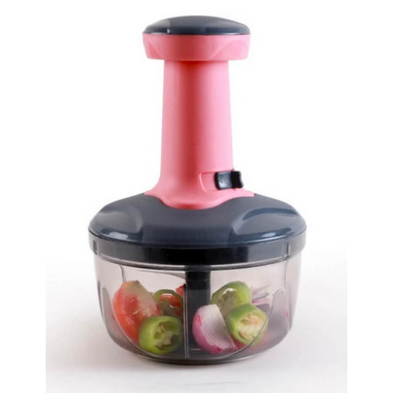 Manual Hand-Press Vegetable Chopper with 3 Stainless Steel Blades – Multicolor Cutter for Onion, Tomato, Salad & More