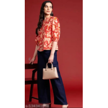 Women's 3/4 Sleeve Floral Short Top – Stylish & Comfortable Casual Wear