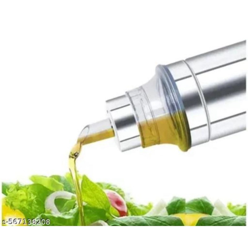 Stainless Steel Oil Dispenser Bottle with Transparent Nozzle – Leak-Proof Kitchen Oil Pourer for Cooking, Frying & Baking – Easy Flow Control and Spill-Free Design (Silver, 1000ml Approx)