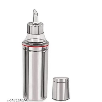Stainless Steel Oil Dispenser Bottle with Transparent Nozzle – Leak-Proof Kitchen Oil Pourer for Cooking, Frying & Baking – Easy Flow Control and Spill-Free Design (Silver, 1000ml Approx)