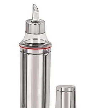 Stainless Steel Oil Dispenser Bottle with Transparent Nozzle – Leak-Proof Kitchen Oil Pourer for Cooking, Frying & Baking – Easy Flow Control and Spill-Free Design (Silver, 1000ml Approx)