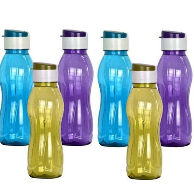 Stylish Plastic Water Bottles Set – Multicolor | Durable & Reusable BPA-Free Bottles for Home, Office, Gym & Travel 6pc pack