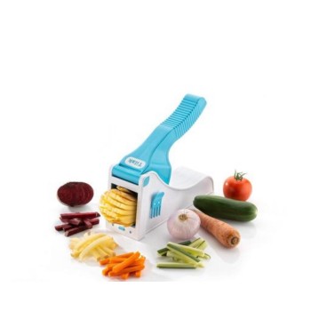 2-in-1 Manual French Fry Cutter & Vegetable Chopper Green and Blue 