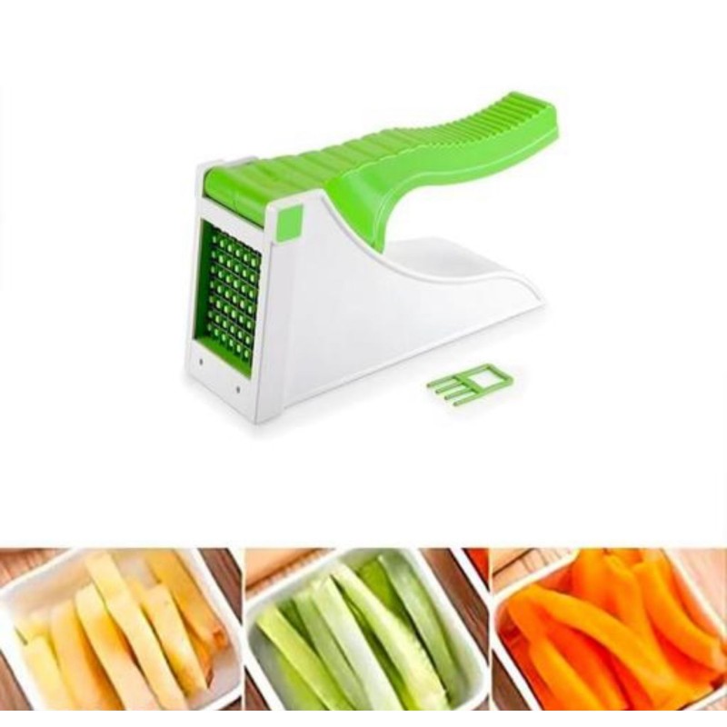 2-in-1 Manual French Fry Cutter & Vegetable Chopper Green and Blue 