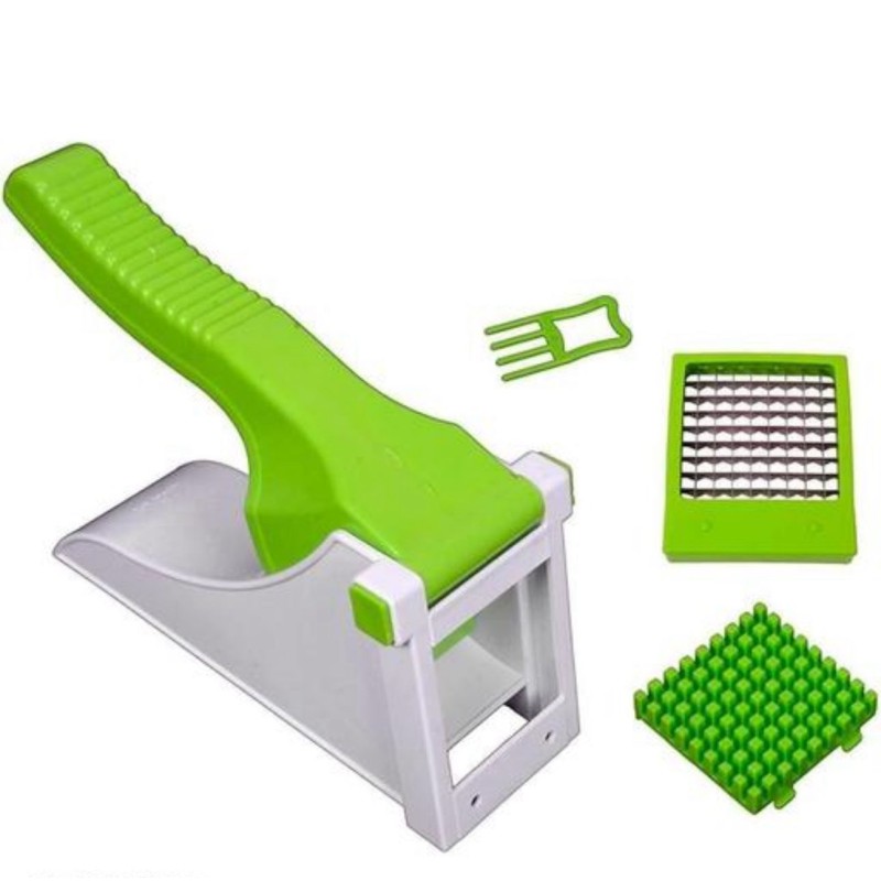 2-in-1 Manual French Fry Cutter & Vegetable Chopper Green and Blue 