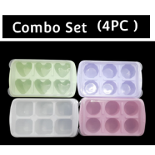 Plastic Ice Cube Mold Tray Combo – 4-Piece Set with Lids and different shape | Stackable Freezer Ice Trays for Large Cubes, BPA-Free, freezer ice cube tray ​