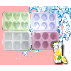 Plastic Ice Cube Mold Tray Combo – 4-Piece Set with Lids and different shape | Stackable Freezer Ice Trays for Large Cubes, BPA-Free, freezer ice cube tray ​