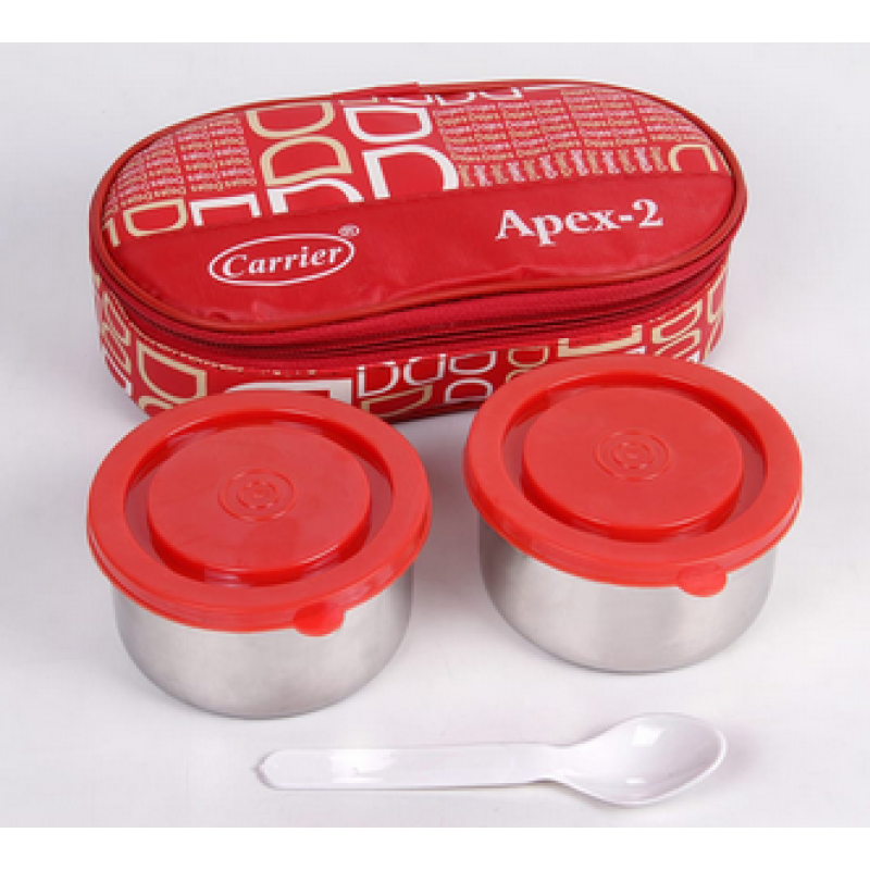 Stainless Steel Carrier Apex 2-Container Lunch Box Set with Leak-Proof Lid & Carry Bag