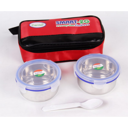 Stainless Steel Carrier Smart 2G Lunch Box Set – Leak-Proof & Durable 2-Container Tiffin for Office, School & Travel