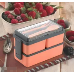 Premium 2-Tier Leak-Proof Bento Lunch Box with Cutlery Set – Microwave and Dishwasher Safe