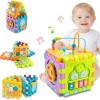 GRANSI Activity Cube Baby Toys 6 in 1 Multi-Purpose Educational Learning Cube with Music Activity Center Play Square Toy Gift for 18M+ Year Old Boy Girl (Activity Cube)