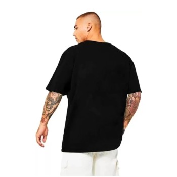 Men Self Design Round Neck Cotton Black T-Shirt