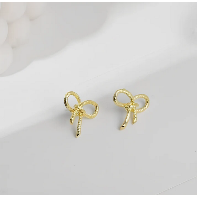 Gold Plated Bow Stud Earrings – Elegant & Cute Daily Wear Jewelry
