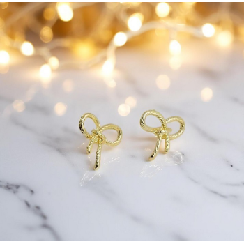 Gold Plated Bow Stud Earrings – Elegant & Cute Daily Wear Jewelry