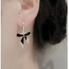 Chic Black Bow Drop Earrings – Elegant Gold-Tone Dangle for Women