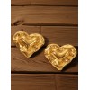 Golden Chunky Heart Statement Earrings