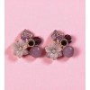 Purple Crystal Flower Stud Earrings for Women and  Girls  Small Square Crystal Design