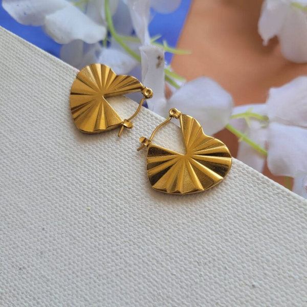 Golden Radiance Heart Hoop Earrings for women and girls