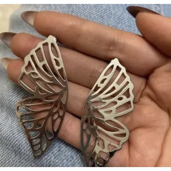 Trendy Hollow Cutout Butterfly Wing Earrings for Women – Lightweight Stainless Steel Statement Dangle Earrings | Artistic Asymmetrical Design for Modern Fashion | Elegant Jewelry for Daily Wear, Parties & Special Occasions