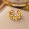 Romantic Adjustable Gold-Plated Open Heart Ring for Women – Stylish Hollow Heart Design Band | Lightweight & Elegant Fashion Finger Ring | Trendy Love-Themed Jewelry for Daily Wear, Parties & Gifting