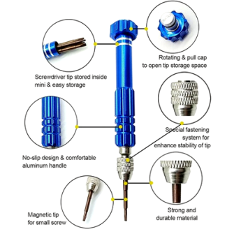 gold series 5 in 1 screw driver for mobile opening, Tab, camera