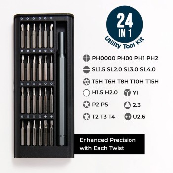 24 in 1 Precision Screwdriver Set with Magnetic Driver, Windspeed Pocket Manual Screwdriver Tool Kit with Sliding Closure, Mini Professional Repair Tools for Electronics/Watch/Camera/Laptop/Glasses
