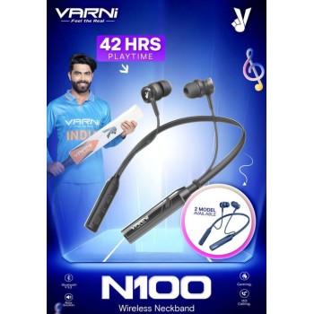 VARNI wireless bluetooth neckband earphone with up to 42hrs plytime gaming, HD calling, bass booster N100