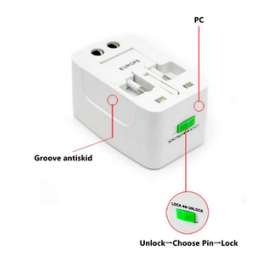 International Universal Travel Adapter All-in-One Solution for US, AUS, UK, EU, Europe, North-South America Multipurpose with surge protector 