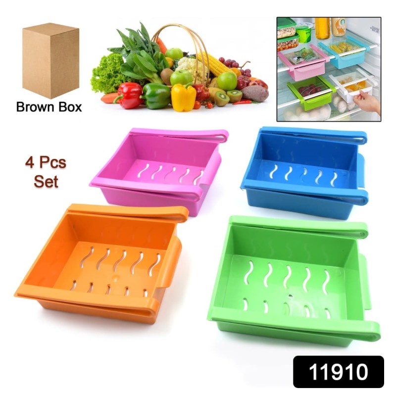  Adjustable Refrigerator Storage Organizer Drawers (4 Pc)