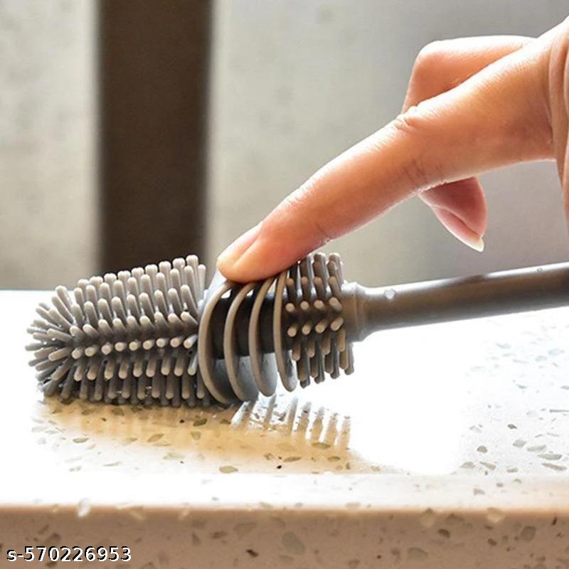 Multipurpose Flexible Silicone Cleaning Brush with Grooved Bristle Head – Ideal for Corners, Gaps, Tiles, Faucets, and Hard-to-Reach Areas – Non-Scratch, Durable & Ergonomic Scrubber for Home, Kitchen & Bathroom Cleaning