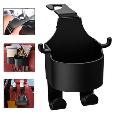 Car Headrest Backseat Organizer – 3 in 1 Cell Phone & Drink Cup Holder with Headrest Hooks, Travel Accessory for Kids and Adults