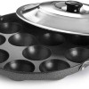 Non-Stick 12 Cavity Appam Patra with Side Handles & Lid – Appam Maker Pan for Gas Stove
