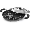 Non-Stick 12 Cavity Appam Patra with Side Handles & Lid – Appam Maker Pan for Gas Stove