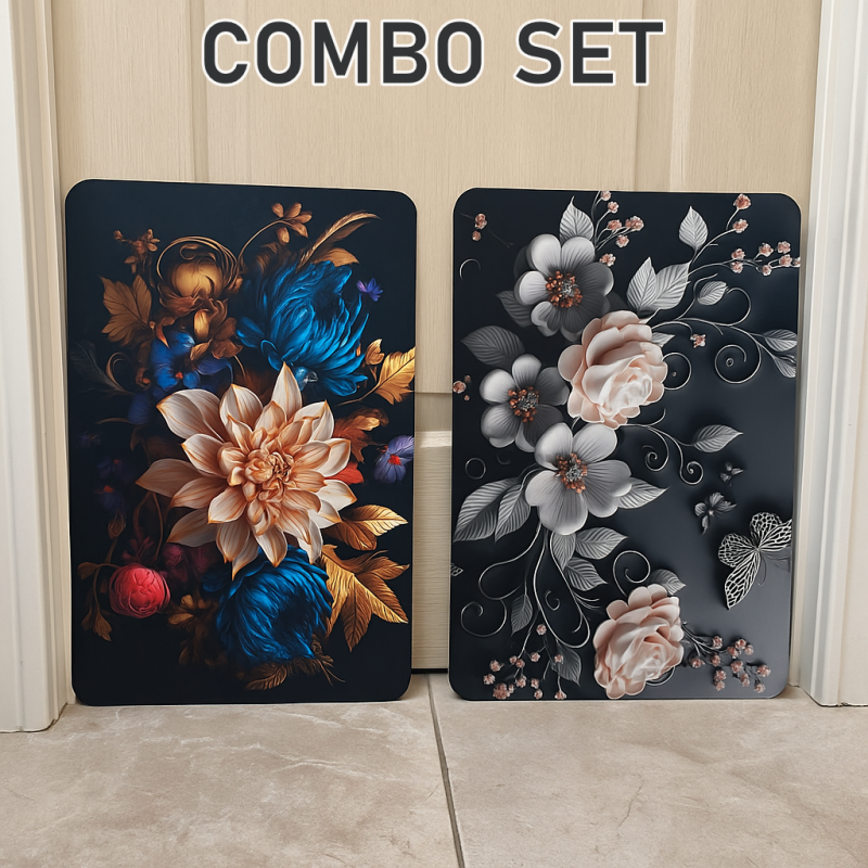 Elegant Floral Doormat Combo Set – 2 Piece Multicolor Entryway Mat Collection