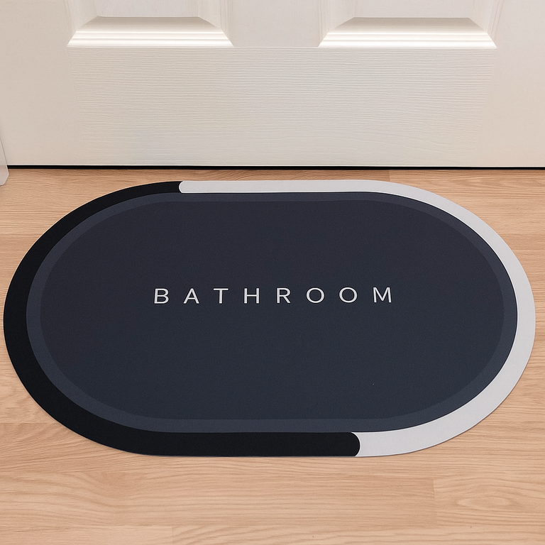 Anti-Slip Oval Bathroom Floor Mat – Minimalist Design