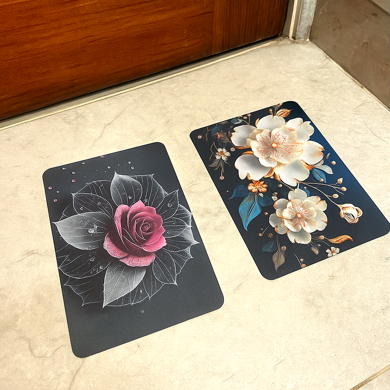 Premium 2pc Floral Printed Anti-Skid Doormat Set – Soft & Decorative Floor Mats for Home