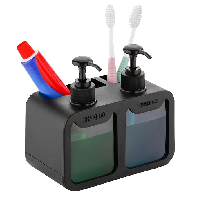 Premium 2-in-1 Shampoo and Shower Gel Dispenser with Holder for homes, hotels, gyms, spas, and salons