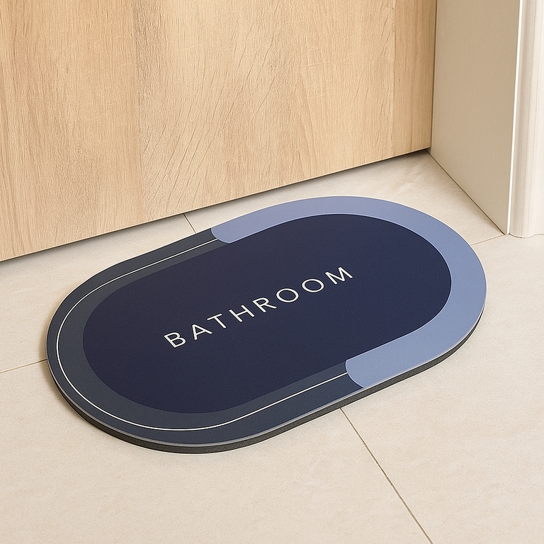 Oval Shape Anti-Skid Bathroom Doormat Combo – 2 PC Set