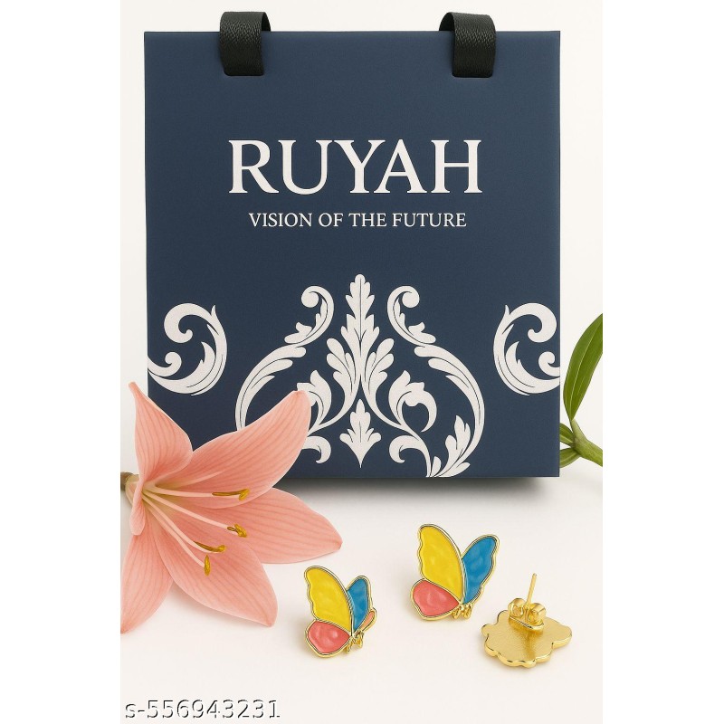 Multicolor Butterfly Enamel Stud Earrings for Women & Girls – Stylish Statement Jewelry with Free Gift Box