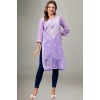 women's Purple Chikankari Embroidered Georgette Kurtawith matching inner – Elegant Ethnic Wear