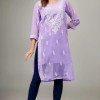 women's Purple Chikankari Embroidered Georgette Kurtawith matching inner – Elegant Ethnic Wear