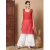 Women's Red Georgette Chikankari Embroidered Kurta Set with Inner – Elegant Festive & Ethnic Wear