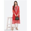 Women's Red Georgette Chikankari Embroidered Kurta Set with Inner – Elegant Festive & Ethnic Wear