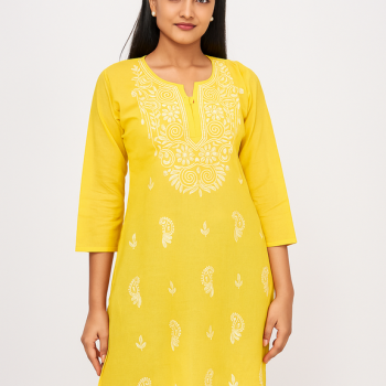 Cotton Kurta with White Embroidery – Elegant Daily & Festive Wear for Women